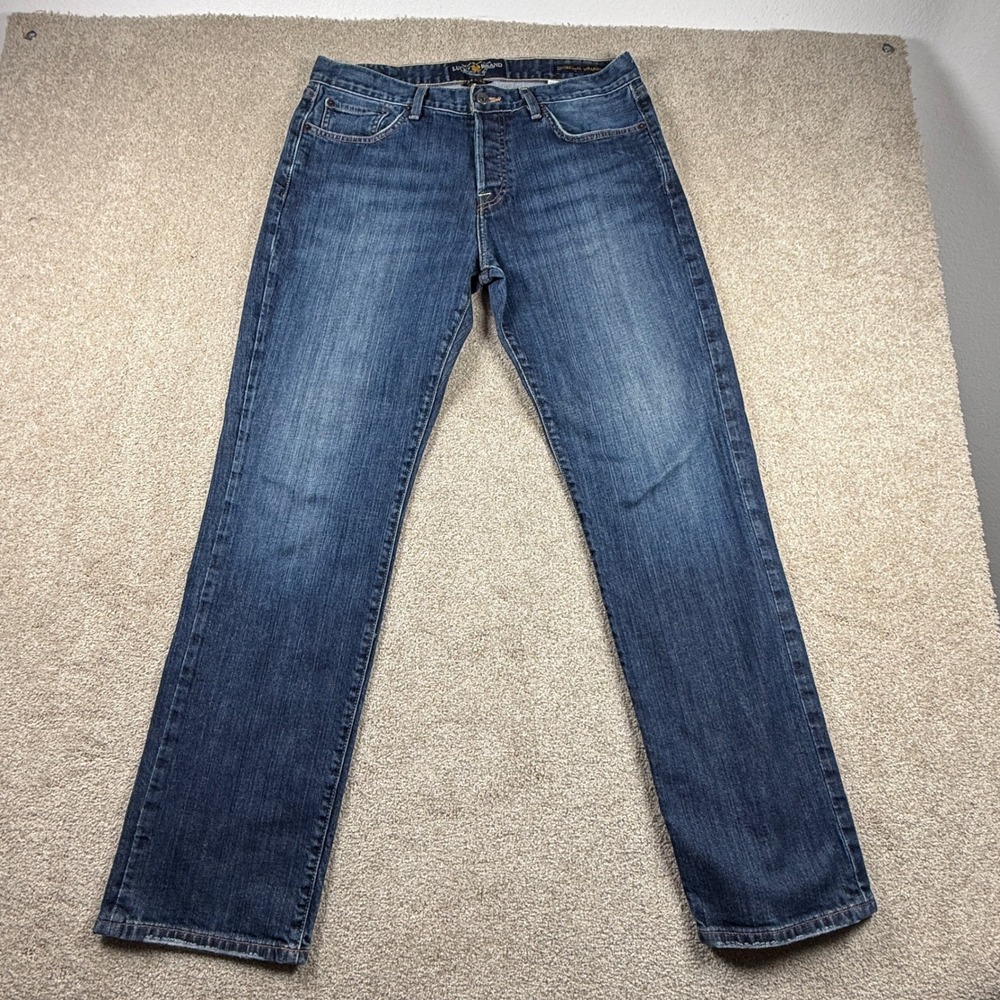 Lucky Brand 221 Original Straight Jeans Mens 34x32 Dark Wash Blue Denim Pants